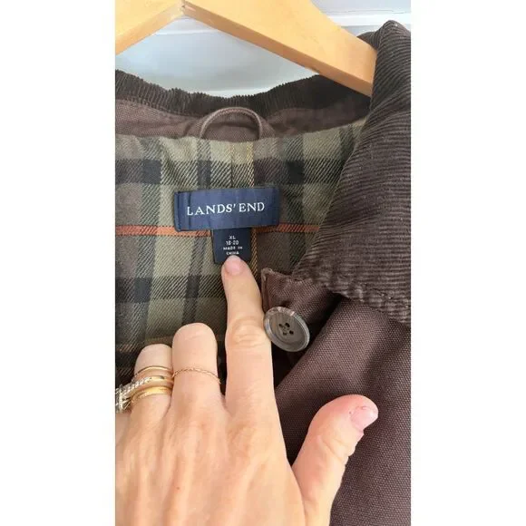 Lands' End Vintage Brown Women’s Barn Jacket Plaid Lined Size XL - Picture 2 of 5